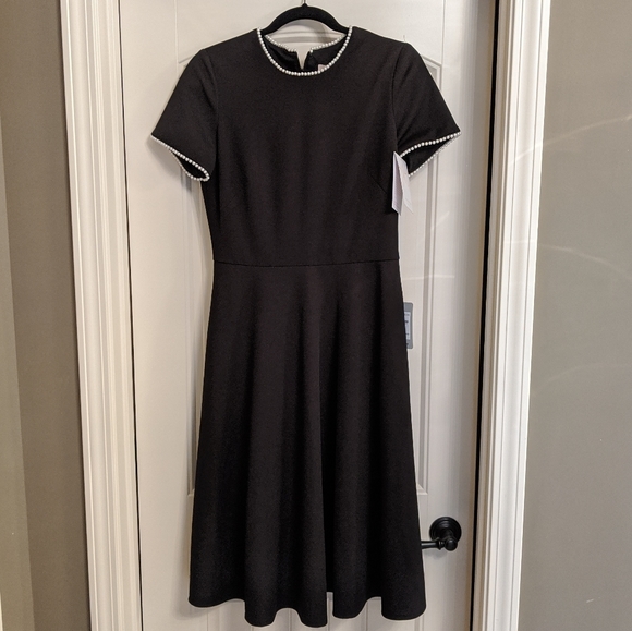 Gal Meets Glam Dresses & Skirts - Victoria Pearly Trim Fit & Flare Dress